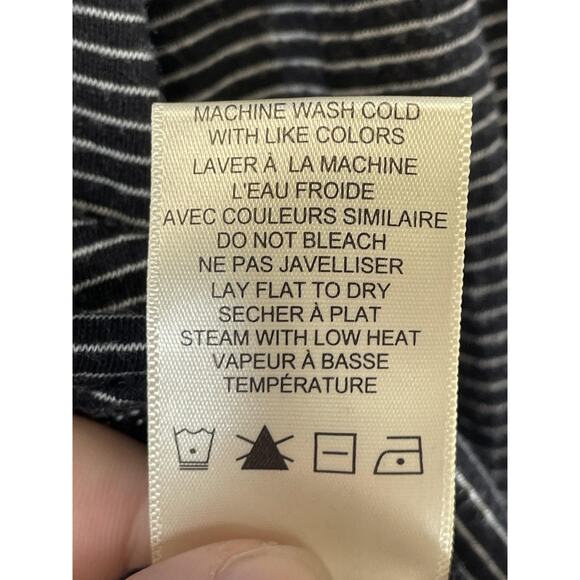 Max Studio Shirt Womens Small Black White Stripe 3/4 Puff Sleeve Stretch 8705S75 - Picture 8 of 9